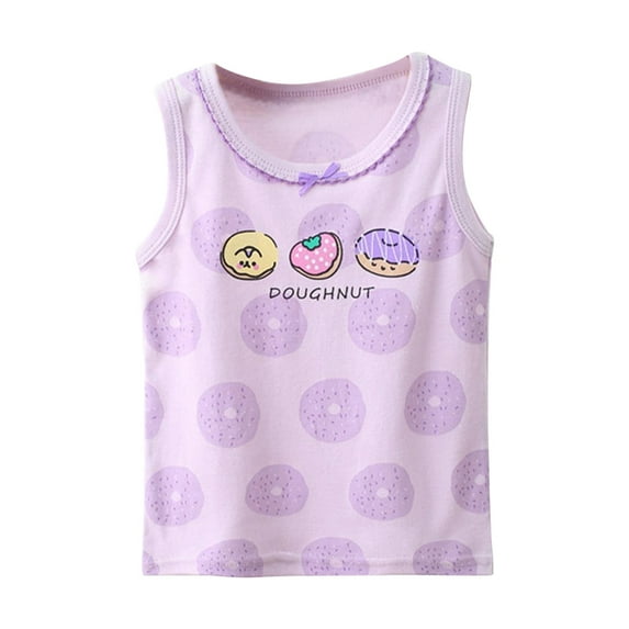 T Shirt For Girls Cotton Halter Small Vest Summer Thin Floral Undershirt Cute Printing Toddler Boy Shirts,Size 18 Months-24 Months