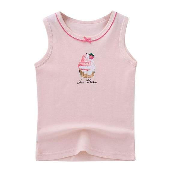 T Shirt For Girls Cotton Halter Small Vest Summer Thin Floral Undershirt Cute Printing Toddler Boy Shirts,Size 4 Years-5 Years
