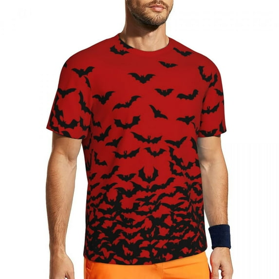 T Shirt For Men Abstract Bats Men Spots Print Basic Running Quick Dry Summer Harajuku Tees Design Ov