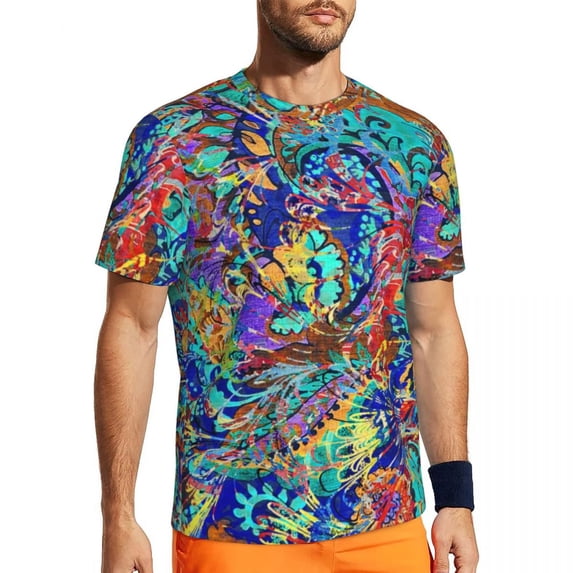 T Shirt For Men Abstract Floral Sports T-Shirt Luminous Print Harajuku T-Shirts Couple Fun Tee Shirt