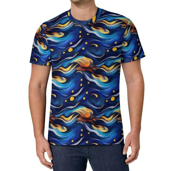 T Shirt For Men Abstract Starry Night T-Shirt Van Gogh Fashion T-Shirts Man Tshirt Beach Short Sleev