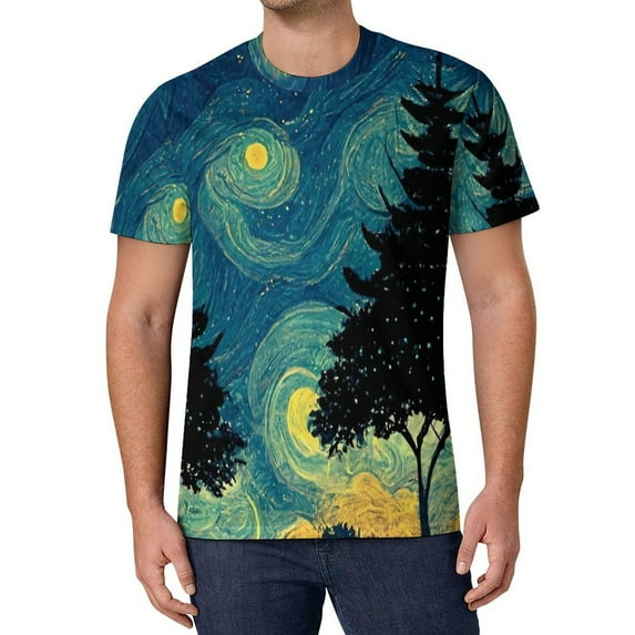 T Shirt For Men Abstract Starry Night T-Shirt Van Gogh Fashion T-Shirts Man Tshirt Beach Short Sleev