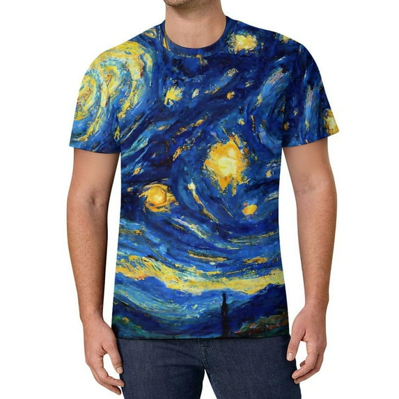 T Shirt For Men Abstract Starry Night T-Shirt Van Gogh Fashion T-Shirts Man Tshirt Beach Short Sleev