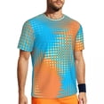 thumbnail image 1 of T Shirt For Men Abstract Two Tone Running T-Shirt Summer Stylized Orange and Sky Blue Vintage Haraju, 1 of 6