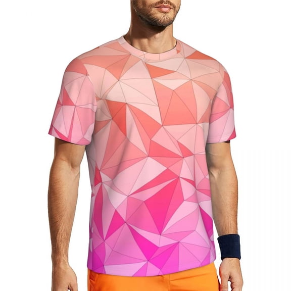 T Shirt For Men Abstract Two Tone Running T-Shirt Summer Stylized Orange and Sky Blue Vintage Haraju