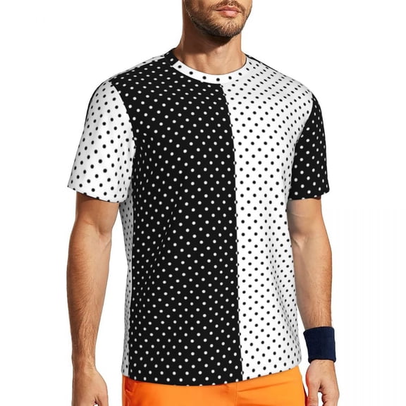 T Shirt For Men Abstract Two Tone Running T-Shirt Summer Stylized Orange and Sky Blue Vintage Haraju