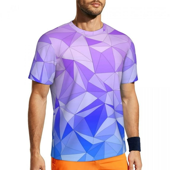 T Shirt For Men Abstract Two Tone Running T-Shirt Summer Stylized Orange and Sky Blue Vintage Haraju