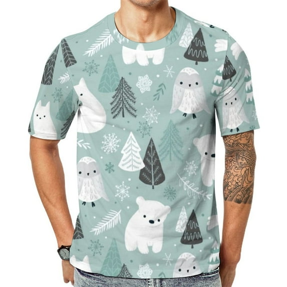T Shirt For Men Arctic Animal Print T-Shirt Whales And Bear Fashion T-Shirts Mens Fun Tee Shirt Beac
