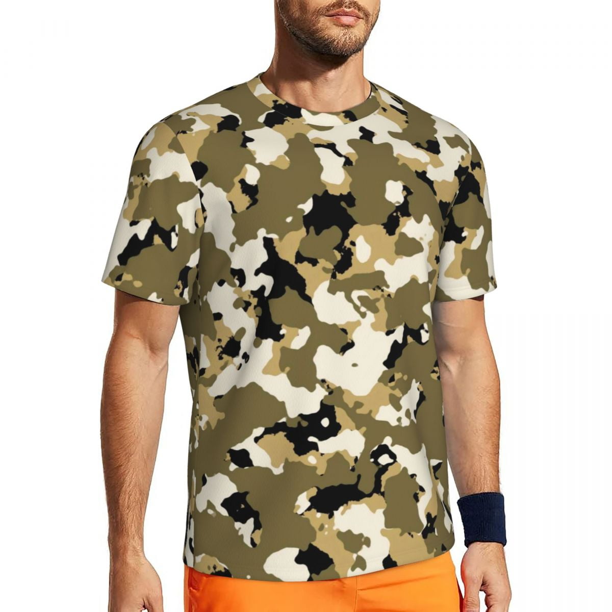 【KOOLOSET】ARMY Camo Mesh Short Sleeve Tee T Shirt For Men Army Camouflage Green Camo Print Popular