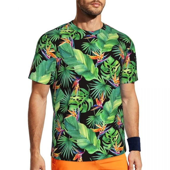 T Shirt For Men Banana Leaf Running Summer Tropical Print Basic Hip Hop Tshirt For Mens Printed Tops