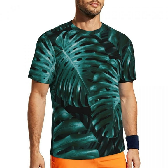 T Shirt For Men Banana Leaf Running Summer Tropical Print Basic Hip Hop Tshirt For Mens Printed Tops