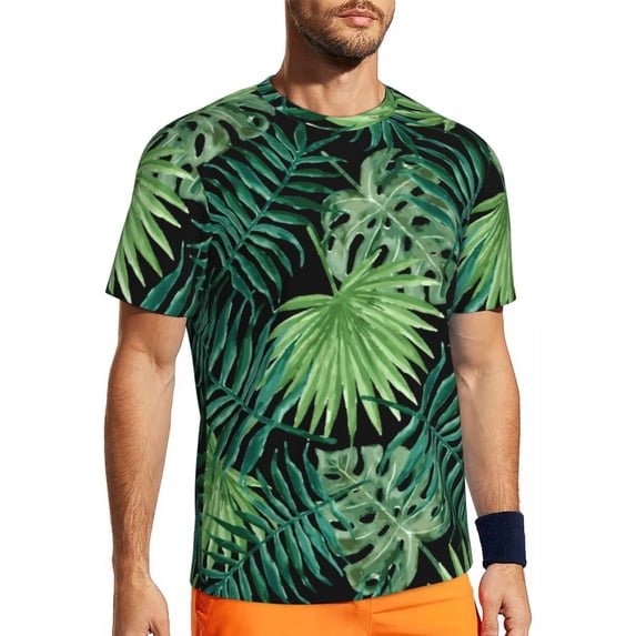 T Shirt For Men Banana Leaf Running Summer Tropical Print Basic Hip Hop Tshirt For Mens Printed Tops