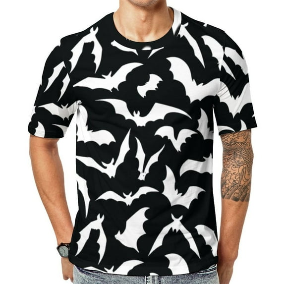 T Shirt For Men Bats Sunset Man Spooky Halloween Print Streetwear Summer Harajuku Tee Shirt Short-Sl