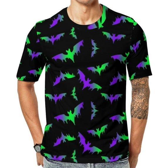 T Shirt For Men Bats Sunset Man Spooky Halloween Print Streetwear Summer Harajuku Tee Shirt Short-Sl