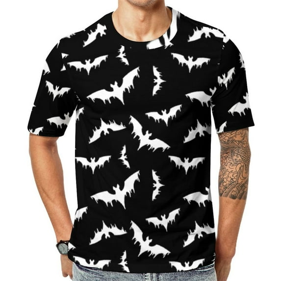 T Shirt For Men Bats Sunset Man Spooky Halloween Print Streetwear Summer Harajuku Tee Shirt Short-Sl