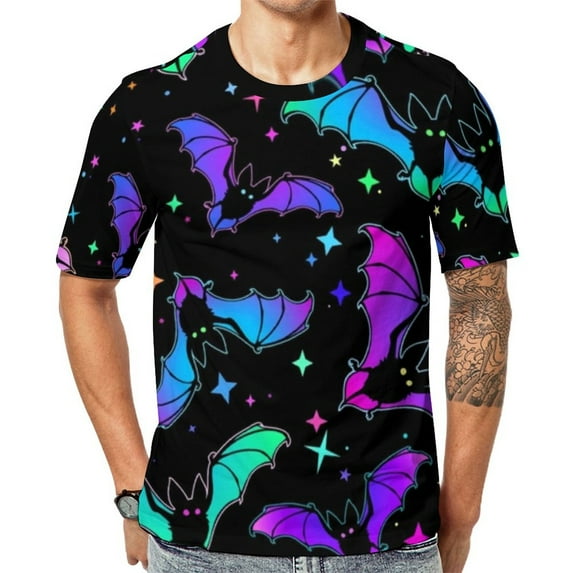 T Shirt For Men Bats Sunset Man Spooky Halloween Print Streetwear Summer Harajuku Tee Shirt Short-Sl