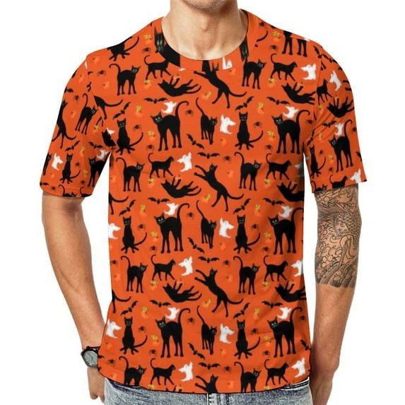 T Shirt For Men Bats Sunset Man Spooky Halloween Print Streetwear Summer Harajuku Tee Shirt Short-Sl