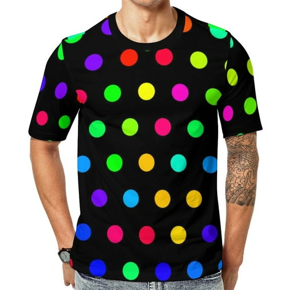 T Shirt For Men Black And White Polka Dot Print T-Shirt Trendy Modern Art Fashion T-Shirts Basic Tsh