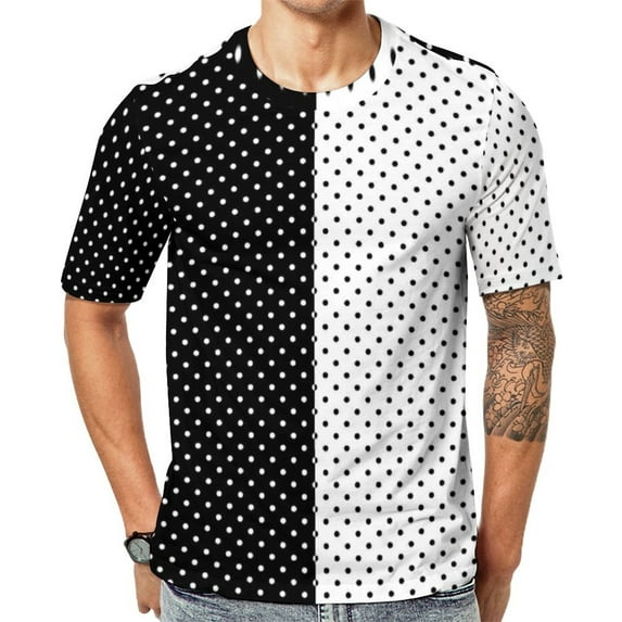T Shirt For Men Black And White Polka Dot Print T-Shirt Trendy Modern Art Fashion T-Shirts Basic Tsh
