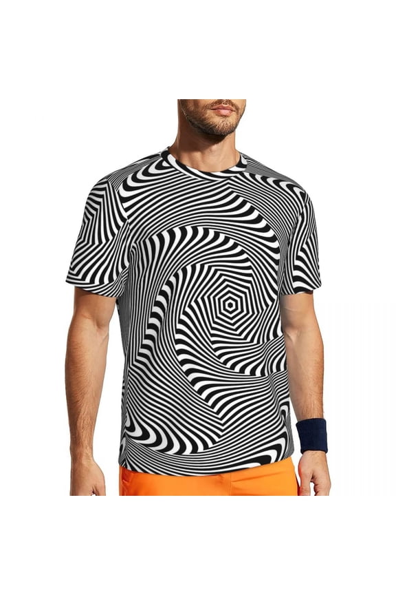 T Shirt For Men Black Curve Running T-Shirt Swirl Lines Print Fashion Men Awesome Tee Shirt Summer S