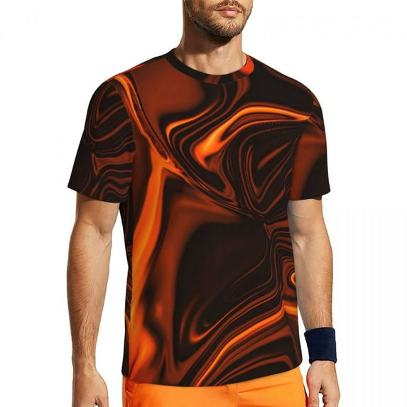 T Shirt For Men Black Curve Running T-Shirt Swirl Lines Print Fashion Men Awesome Tee Shirt Summer S