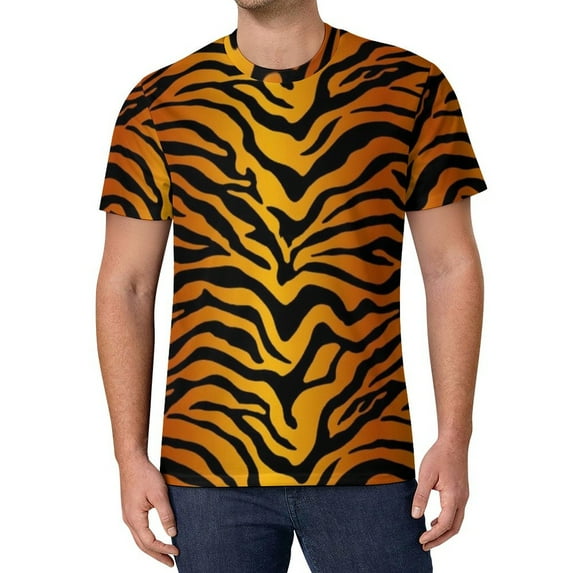 T Shirt For Men Black Stripes Pattern T-Shirt Elegant Gold Glitter Vintage Beach Custom Tee Shirt St