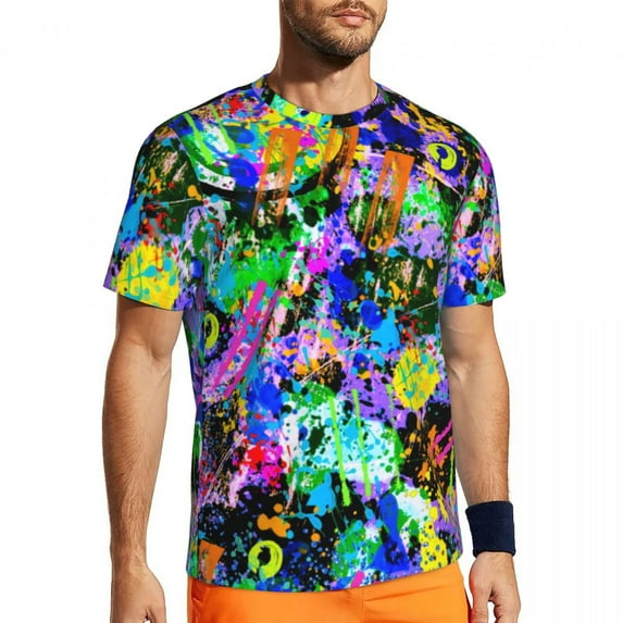 T Shirt For Men Blue Abstract Print Man Digital Art Vintage Running T-Shirts Fast Dry Beach Hip Hop