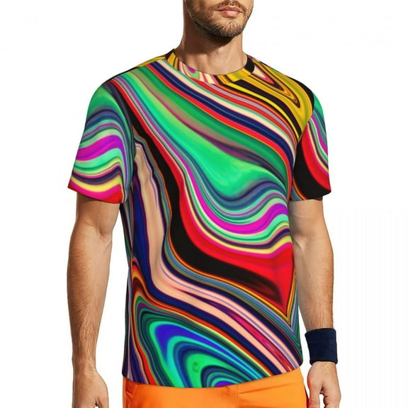 T Shirt For Men Blue Abstract Print Man Digital Art Vintage Running T-Shirts Fast Dry Beach Hip Hop