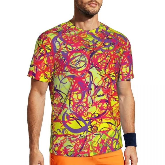 T Shirt For Men Blue Abstract Print Man Digital Art Vintage Running T-Shirts Fast Dry Beach Hip Hop
