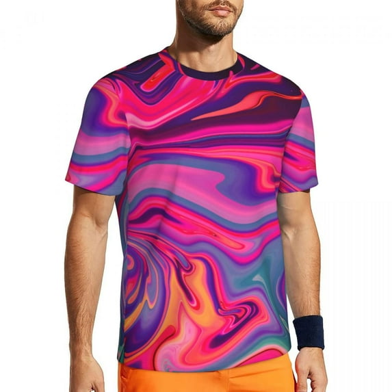 T Shirt For Men Blue Abstract Print Man Digital Art Vintage Running T-Shirts Fast Dry Beach Hip Hop