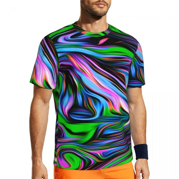 T Shirt For Men Blue Abstract Print Man Digital Art Vintage Running T-Shirts Fast Dry Beach Hip Hop