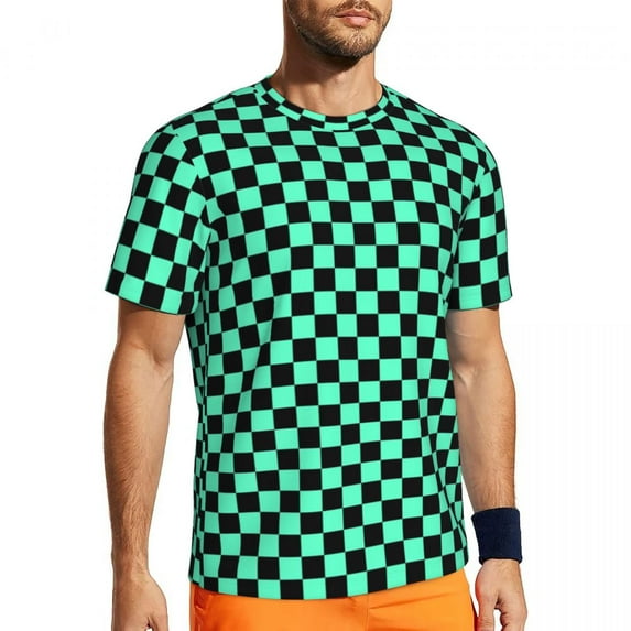 T Shirt For Men Blue And White Checkerboard Sports T-Shirt Racing Flag Checkered Popular T-Shirts Me
