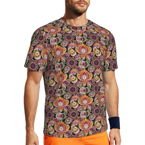 T Shirt For Men Blue Mandala Gym Beach Retro Bohemia Print Vintage Trending Tshirt For Men Pattern C