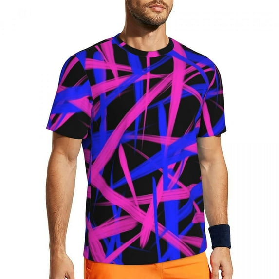 T Shirt For Men Blue Neon Paint Gym Summer Abstract Liquid Funny T-Shirts Popular Tshirt For Men Des