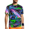 thumbnail image 1 of T Shirt For Men Blue Neon Paint Gym Summer Abstract Liquid Funny T-Shirts Popular Tshirt For Men Des, 1 of 7