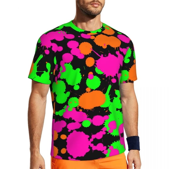 T Shirt For Men Blue Neon Paint Gym Summer Abstract Liquid Funny T-Shirts Popular Tshirt For Men Des