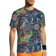 thumbnail image 1 of T Shirt For Men Blue Paisley T-Shirt Man Vintage Floral Print Awesome Gym T-Shirts Breathable Summer, 1 of 7