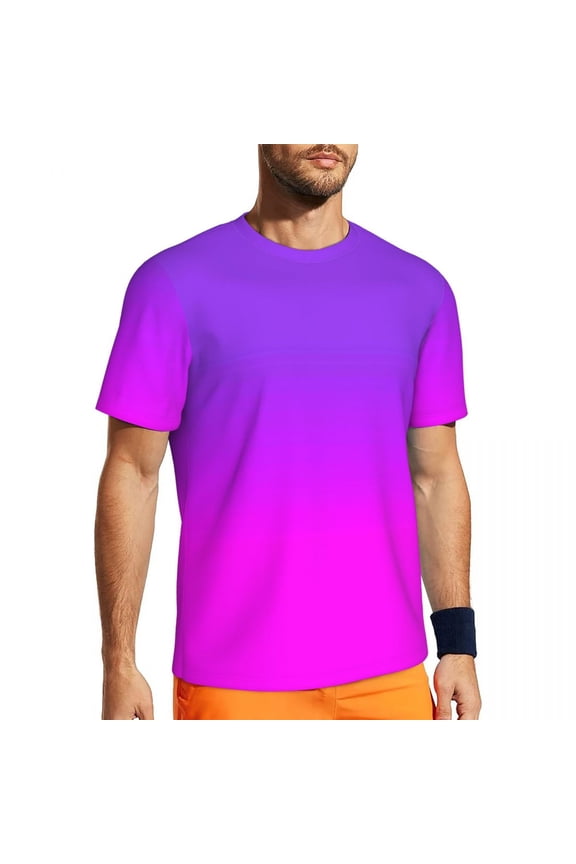 T Shirt For Men Bright Ombre Print Gym Neon Orange Pink Hip Hop Male Fun Tee Shirt Summer Short Slee
