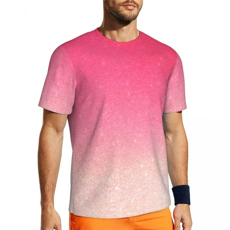 T Shirt For Men Bright Ombre Print Gym Neon Orange Pink Hip Hop