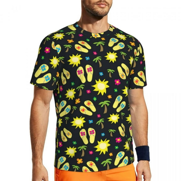 T Shirt For Men Bright Vacation Gym T-Shirt Summer Flip Flops Palm Tree Casual Harajuku Tshirt For M