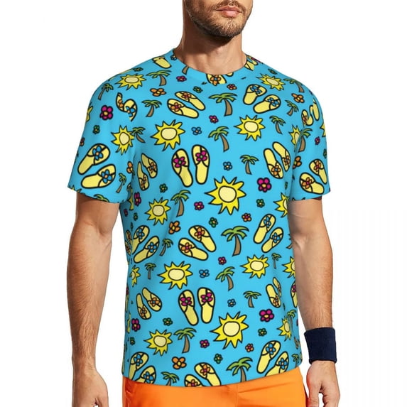 T Shirt For Men Bright Vacation Gym T-Shirt Summer Flip Flops Palm Tree Casual Harajuku Tshirt For M