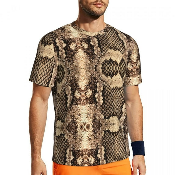 T Shirt For Men Brown Snakeskin Running Summer Animal Print Fun Fashion Tshirt For Man Graphic Cloth