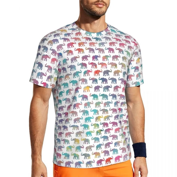 T Shirt For Men Cartoon Elephant Abstract Animal Design Hip Hop Gym T-Shirts Short Sleeve Fast Dry T
