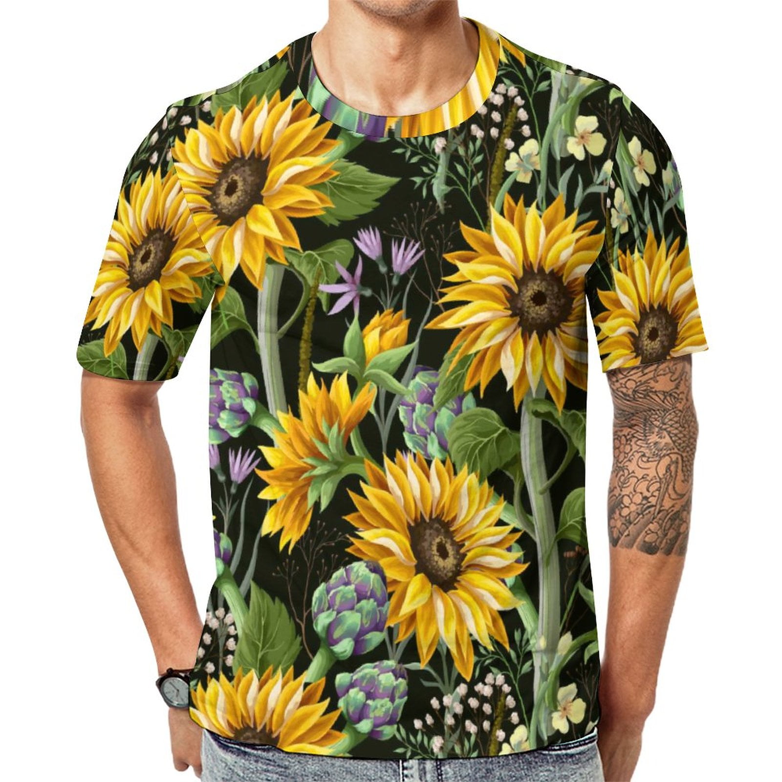 T Shirt For Men Cheerful Sunflower T-Shirt Man Bright Yellow T Shirt For Men Cheerful Sunflower T-Shirt Man Bright Yellow