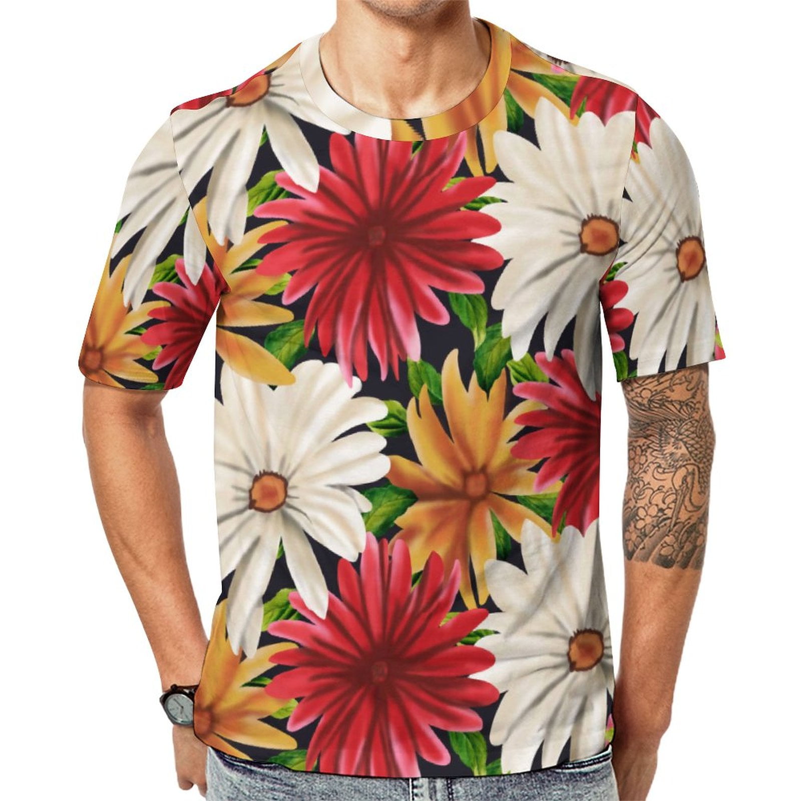 T Shirt For Men Cheerful Sunflower T-Shirt Man Bright Yellow