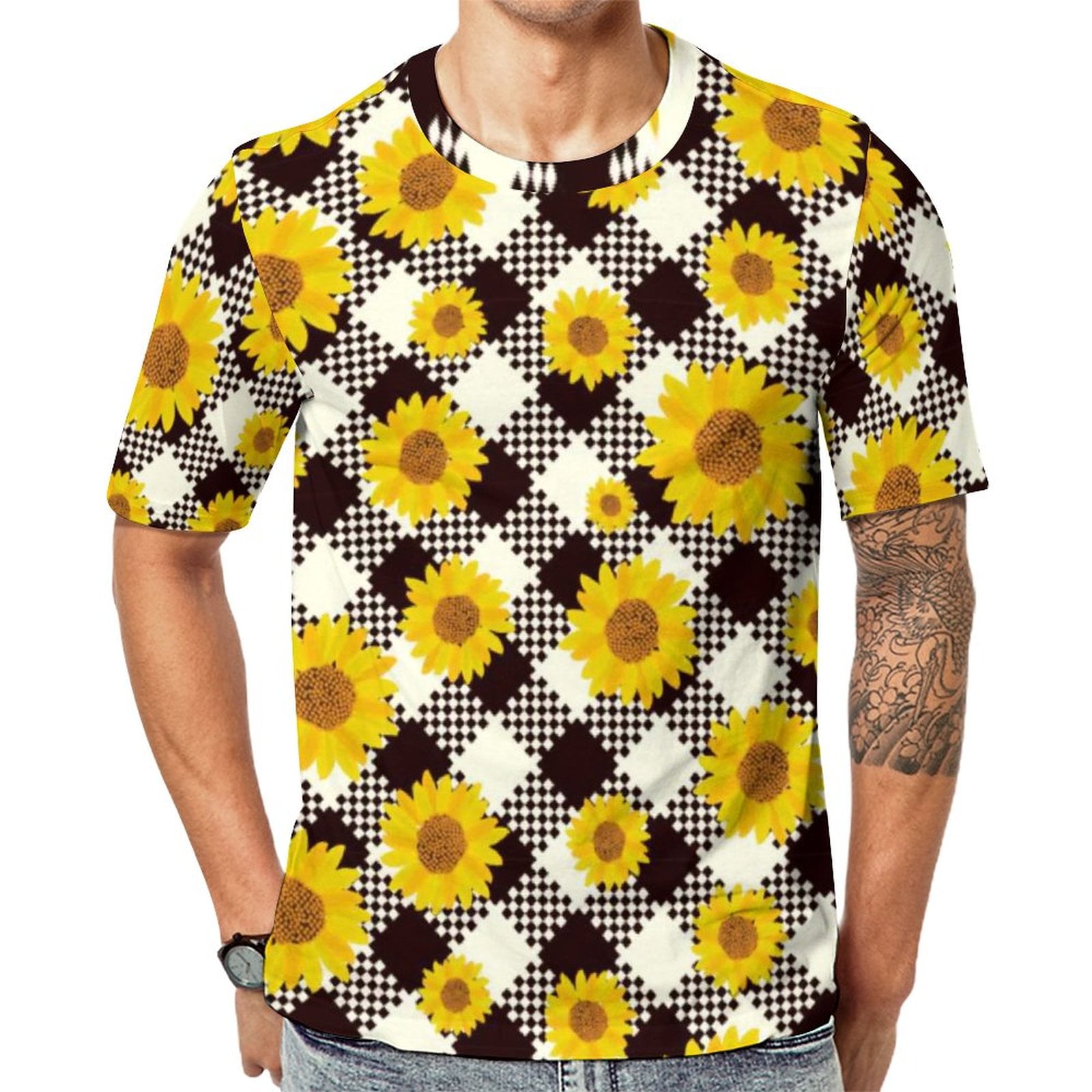 T Shirt For Men Cheerful Sunflower T-Shirt Man Bright Yellow T Shirt For Men Cheerful Sunflower T-Shirt Man Bright Yellow