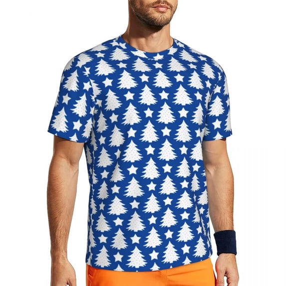 T Shirt For Men Christmas Tree Pink And Green Novelty Sports T-Shirts Short Sleeve Quick-drying Tops