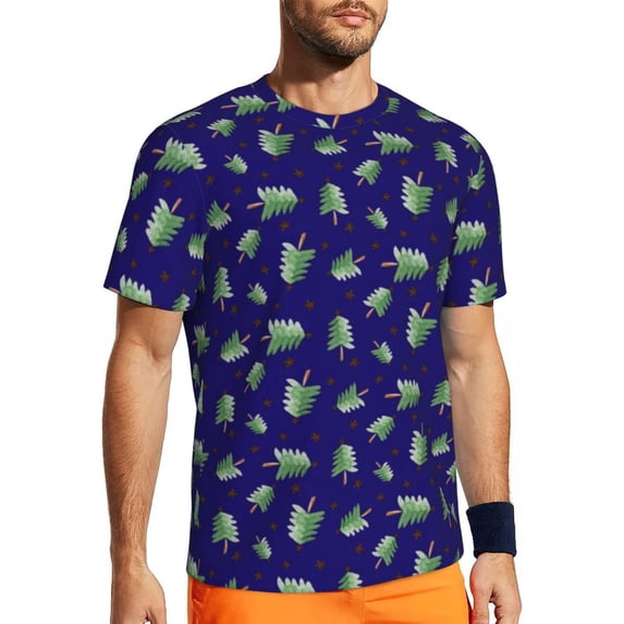 T Shirt For Men Christmas Tree Pink And Green Novelty Sports T-Shirts Short Sleeve Quick-drying Tops