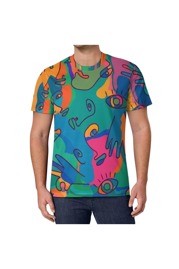 T Shirt For Men Color Block Art T-Shirt Mondrian Minimalist De Stijl Retro Mens Classic Tee Shirt Su