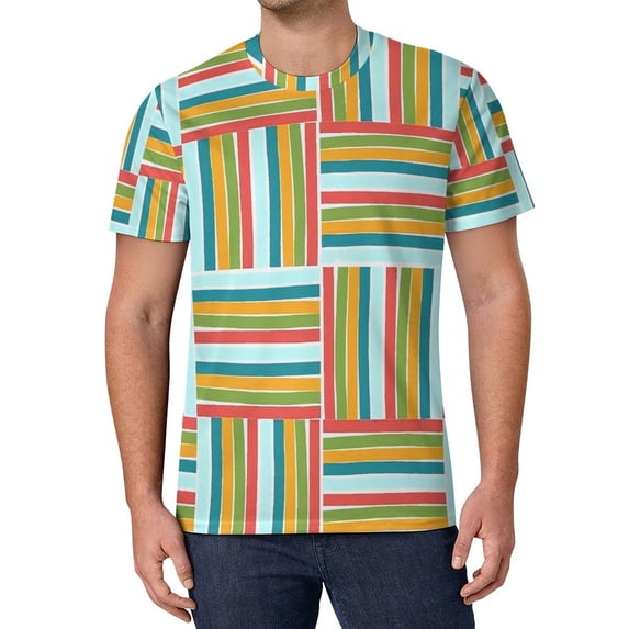 T Shirt For Men Color Block Art T-Shirt Mondrian Minimalist De Stijl Retro Mens Classic Tee Shirt Su